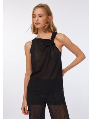 LIU JO- Top in cotone e georgette
