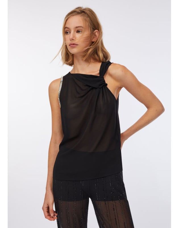 LIU JO- Top in cotone e georgette LIU JO- Top in cotone e georgette