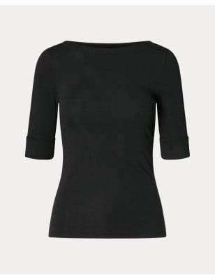 RALPH LAUREN- Maglietta con scollo a barchetta stretch