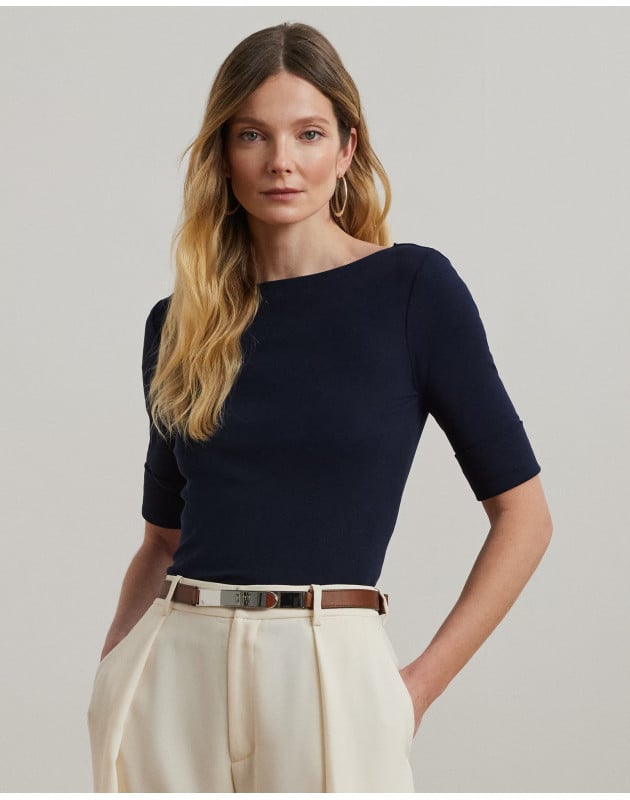 RALPH LAUREN- Maglietta con scollo a barchetta stretch RALPH LAUREN- Maglietta con scollo a barchetta stretch