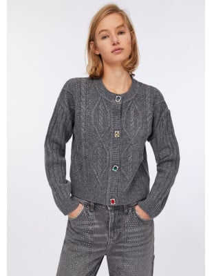 LIU JO- Cardigan in lana con bottoni gioiello