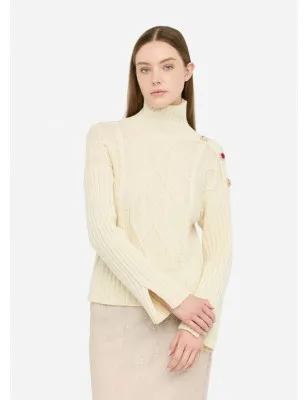 LIU JO- Dolcevita in lana con bottoni gioiello