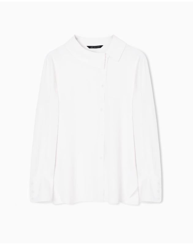 ARMANI EXCHANGE- Camicia in crepe con collo asimmetrico