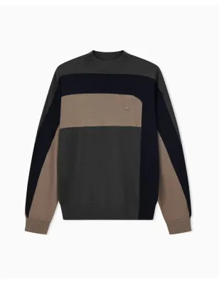 EMPORIO ARMANI- Maglione in lana vergine color block