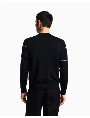 EMPORIO ARMANI- Maglione in lana vergine con logo jacquard