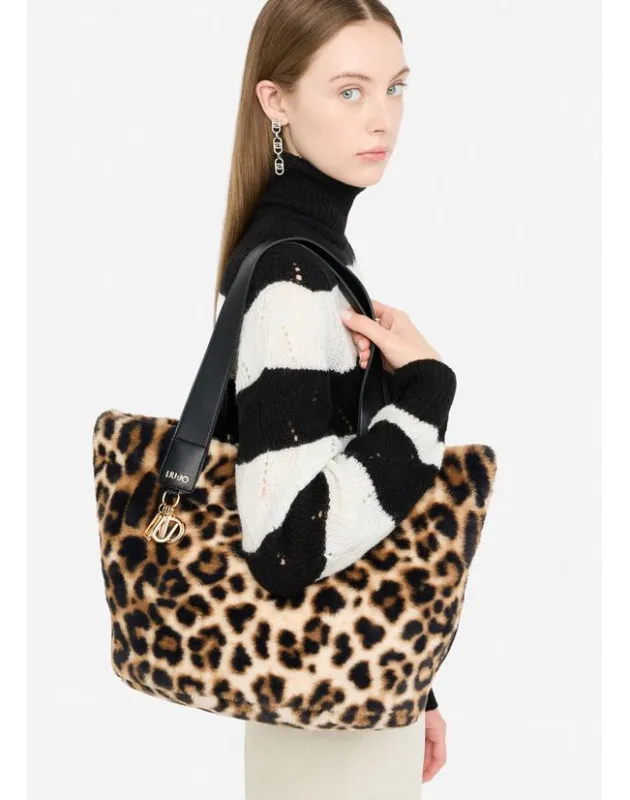 LIU JO- Borsa hobo grande in pelliccia sintetica