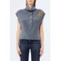 LIU JO- Gilet 100% lana con ricami gioiello