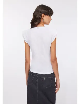 LIU JO- Top in cotone con strass