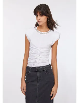 LIU JO- Top in cotone con strass