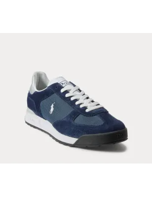 RALPH LAUREN- Sneaker Varick in camoscio e Oxford