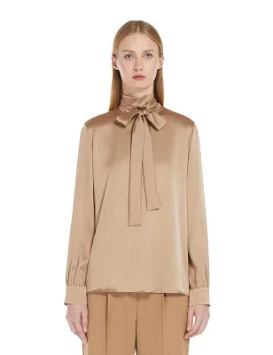 MAX MARA- Camicia in raso di seta con fiocco