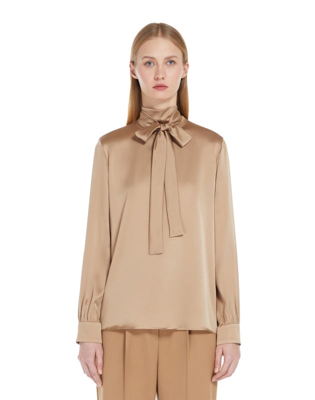 MAX MARA- Camicia in raso di seta con fiocco MAX MARA- Camicia in raso di seta con fiocco