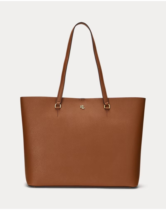RALPH LAUREN- Tote Karly grande in pelle tratteggiata