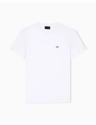 EMPORIO ARMANI- T-shirt in jersey Supima con micro patch logo
