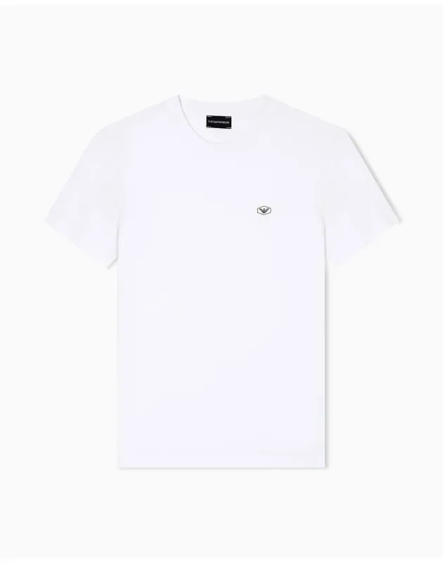 EMPORIO ARMANI- T-shirt in jersey Supima con micro patch logo