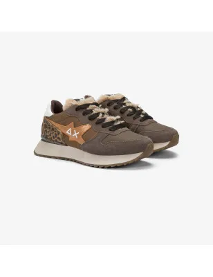SUN68- Sneaker Stargirl Animalier in nylon e suede