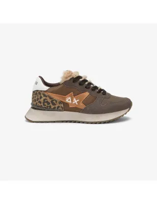 SUN68- Sneaker Stargirl Animalier in nylon e suede