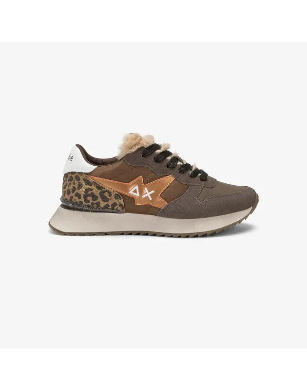 SUN68- Sneaker Stargirl Animalier in nylon e suede