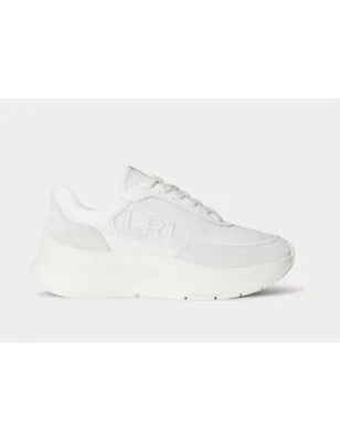 RALPH LAUREN- SNEAKER FRANKY IN PELLE BOTTIGLIATA E CAMOSCIO