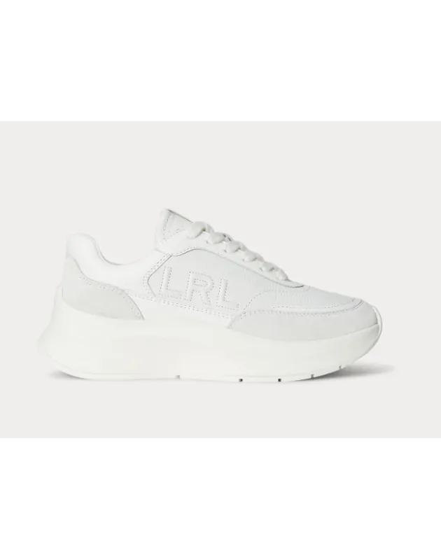 RALPH LAUREN- SNEAKER FRANKY IN PELLE BOTTIGLIATA E CAMOSCIO