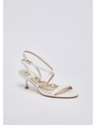LIU JO- Sandali tacco basso e logo gioiello