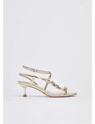 LIU JO- Sandali tacco basso e logo gioiello
