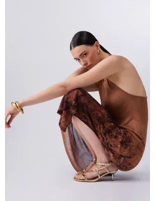 LIU JO- Sandali tacco basso e logo gioiello