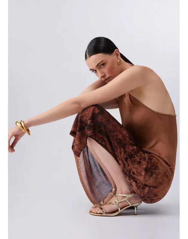 LIU JO- Sandali tacco basso e logo gioiello