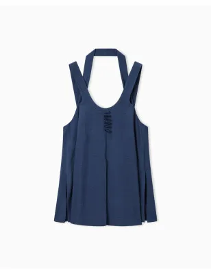 EMPORIO ARMANI- Top in tessuto fluido jacquard micro leopardato ASV