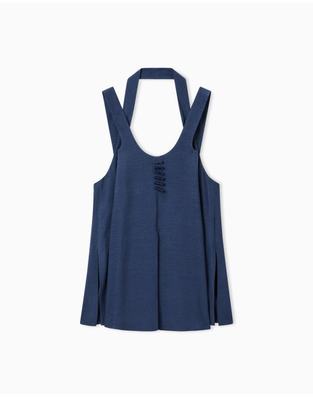 EMPORIO ARMANI- Top in tessuto fluido jacquard micro leopardato ASV