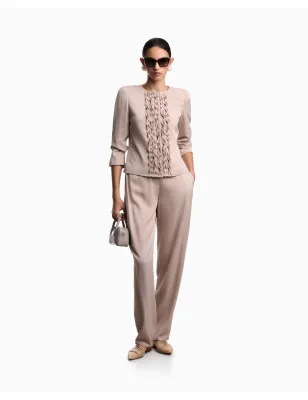 EMPORIO ARMANI- Pantaloni con piega laterale in twill lavato