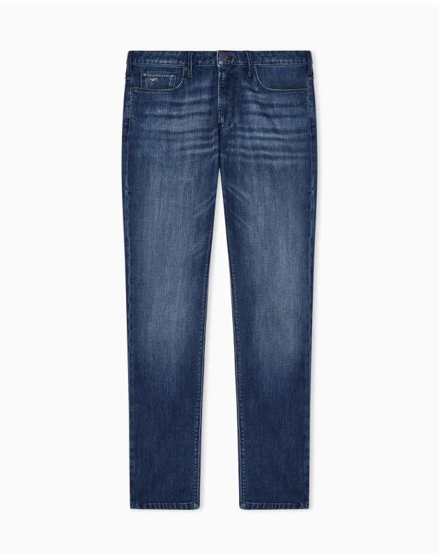 EMPORIO ARMANI- Jeans J06 slim fit in denim stretch con striature