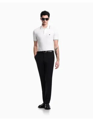 EMPORIO ARMANI- Polo slim fit in piquet stretch con micro eagle