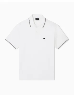 EMPORIO ARMANI- Polo slim fit in piquet stretch con micro eagle