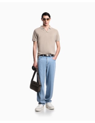 EMPORIO ARMANI- Polo con scollo V in piquet