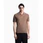 EMPORIO ARMANI- Maglia collo polo in misto lyocell punto links e rasato