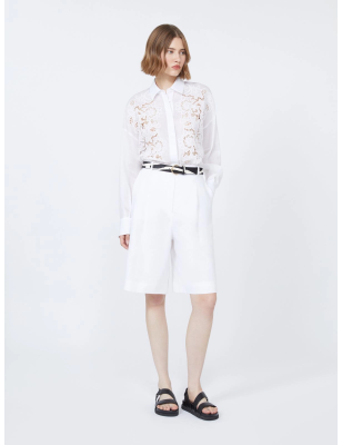 MAX MARA- Camicia boxy in tela ramié con ricamo