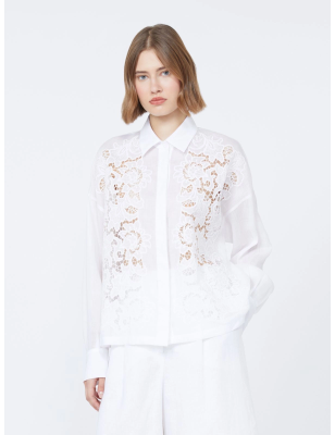 MAX MARA- Camicia boxy in tela ramié con ricamo