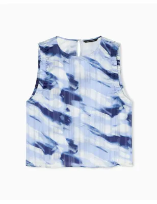 ARMANI EXCHANGE- Top Georgette Leggera a Righe Stampate