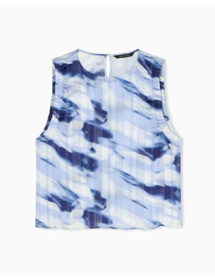 ARMANI EXCHANGE- Top Georgette Leggera a Righe Stampate