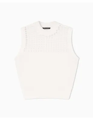 ARMANI EXCHANGE- Top in Cotone Lavorato a Maglia Fine