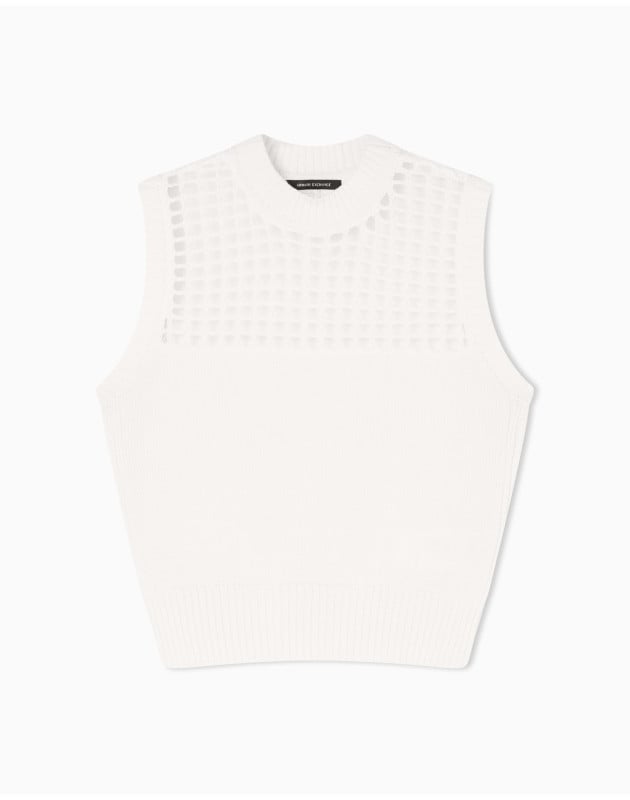 ARMANI EXCHANGE- Top in Cotone Lavorato a Maglia Fine