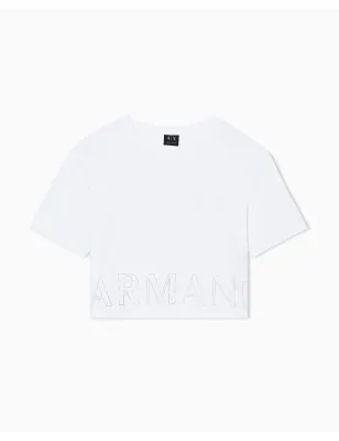 ARMANI EXCHANGE- Cropped T-Shirt basic in jersey di cotone