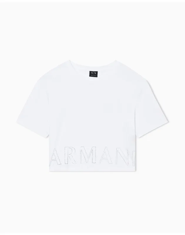 ARMANI EXCHANGE- Cropped T-Shirt basic in jersey di cotone