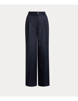 RALPH LAUREN- Pantaloni a gamba larga in twill misto lino