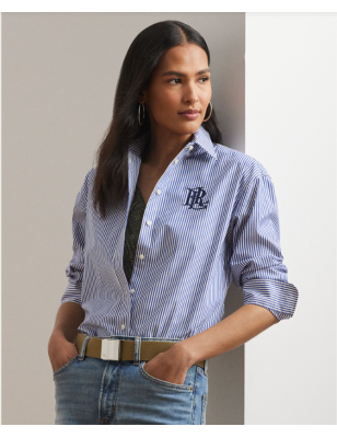 RALPH LAUREN- Camicia a righe in cotone elasticizzato dalla vestibilità comoda