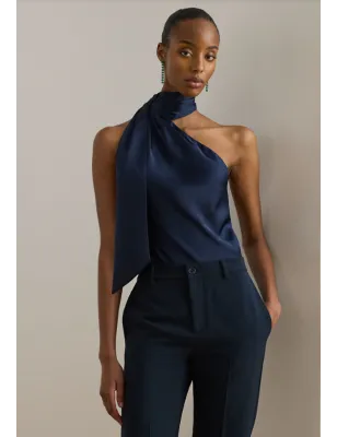 RALPH LAUREN- TOP CON SCOLLO A NASTRO IN CHARMEUSE