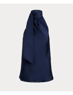 RALPH LAUREN- TOP CON SCOLLO A NASTRO IN CHARMEUSE