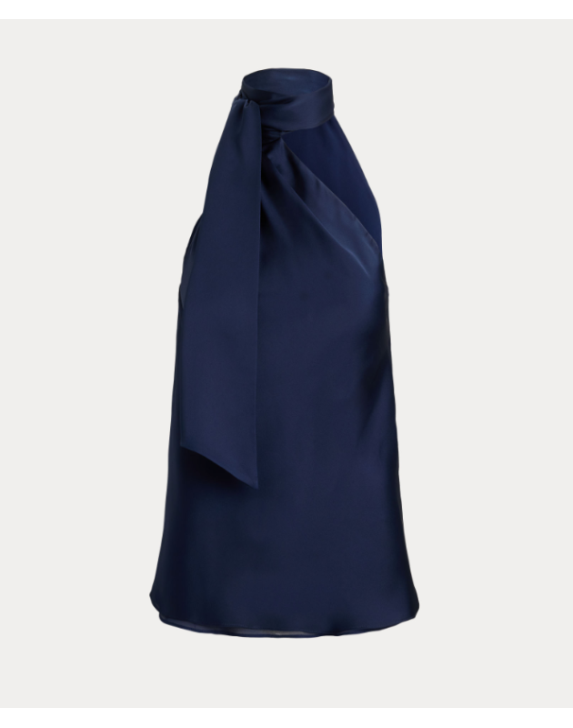 RALPH LAUREN- TOP CON SCOLLO A NASTRO IN CHARMEUSE