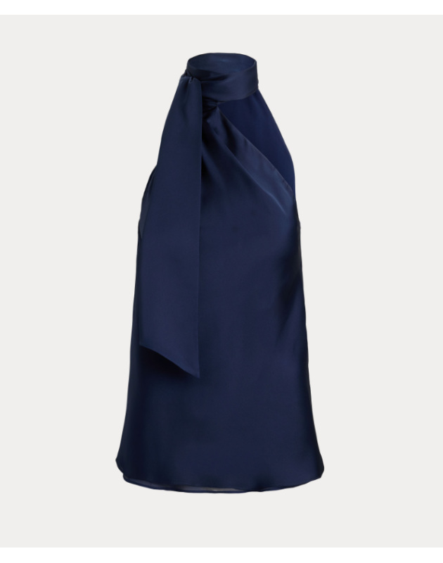 RALPH LAUREN- TOP CON SCOLLO A NASTRO IN CHARMEUSE